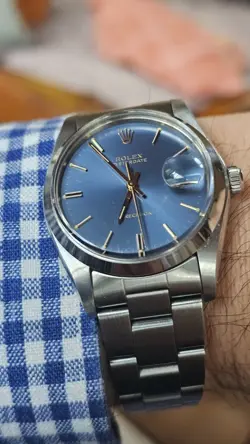 VINTAGE ROLEX OYSTERDATE 6694 BLUE DIAL MEN'S HAND-WINDING WATCH 1979