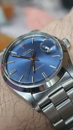 VINTAGE ROLEX OYSTERDATE 6694 BLUE DIAL MEN'S HAND-WINDING WATCH 1979