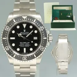 MINT 2015 PAPERS ROLEX SEA-DWELLER 116600 STEEL 40MM BLACK CERAMIC DIVE WATCH