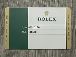 GENUINE ROLEX 116520 GUARANTEE WARRANTY CERTIFICATE 2015 !