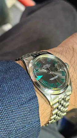 VINTAGE ROLEX DATEJUST 1600 CUSTOM WIMBLEDON DIAL MEN'S AUTOMATIC WATCH 1976
