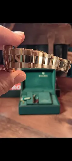 Rare Rolex 14k Gold Date 15037 Factory Blue Diamond Dial Riveted Oyster Bracelet