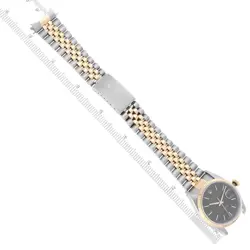ROLEX DATEJUST 36 STEEL YELLOW GOLD BLACK DIAL MENS WATCH 16233