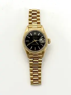 ROLEX DATEJUST 26MM 69178 BLACK DIAL WITH 18K YELLOW GOLD PRESIDENT BRACELET
