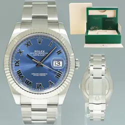 NEW 2023 ROLEX DATEJUST 41 BLUE ROMAN OYSTER FLUTED 126334 WATCH BOX