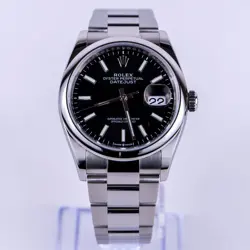ROLEX DATEJUST 36MM 126200 BLACK STICK DIAL OYSTER BRACELET - BOX AND PAPERS
