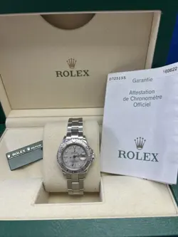 ROLEX YACHT-MASTER 169622 SILVER OYSTER BRACELET WITH SILVER BEZEL BOX & PAPERS
