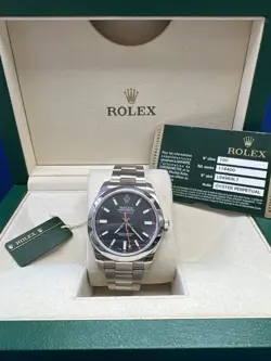 ROLEX MILGAUSS 116400 SILVER OYSTER BRACELET WITH SILVER BEZEL BOX & PAPERS