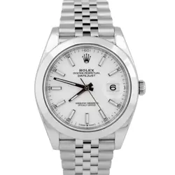2024 NEW PAPERS ROLEX DATEJUST 41 WHITE STAINLESS STEEL 41MM JUBILEE 126300 BOX