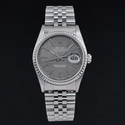 Rolex Datejust 36 1999 2y warranty Fullset ref. 16220 Steel Grey Tapestry dial
