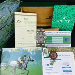 Rolex Datejust 36 1999 2y warranty Fullset ref. 16220 Steel Grey Tapestry dial