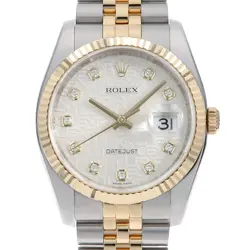 ROLEX DATEJUST 10P DIAMOND 116233G SILVER CARVING COMPUTER M NUMBER SECOND H...
