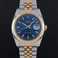 Rolex Datejust 36 2004 1y warranty Fullset ref. 116233 Two-Tone Blue dial