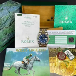 Rolex Datejust 36 2004 1y warranty Fullset ref. 116233 Two-Tone Blue dial