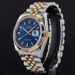 Rolex Datejust 36 2004 1y warranty Fullset ref. 116233 Two-Tone Blue dial