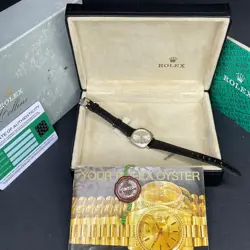 Rolex Cellini 28mm 1970 1y warranty Box ref. 3762 Silver dial Serviced