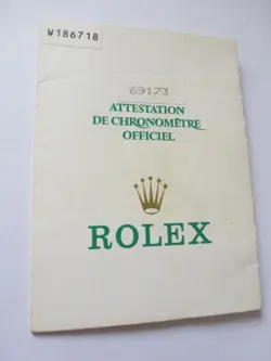 100% ORIGINAL ROLEX REFERENCE 69173 WARRANTY PAPER FROM  SERIER W