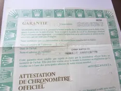 100% ORIGINAL ROLEX REFERENCE 68258 WARRANTY PAPER FROM  SERIER S