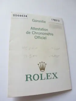 100% ORIGINAL ROLEX REFERENCE 178313 WARRANTY PAPER FROM  SERIER 2007