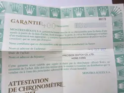 100% original Rolex reference 69173 Warranty Paper from  serier 1997