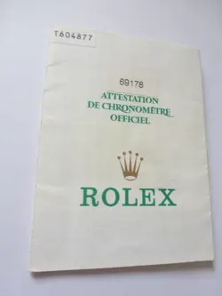 100% ORIGINAL ROLEX REFERENCE 69178 WARRANTY PAPER FROM  SERIER T