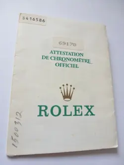 100% ORIGINAL ROLEX REFERENCE 69178 WARRANTY PAPER FROM  SERIER S