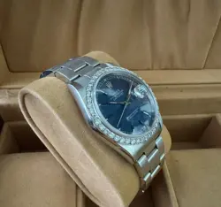 Rolex Datejust 36 16200 Automatic Blue Dial 4.5ct Diamond Bezel Year 2005