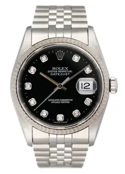 ROLEX DATEJUST 16234 DIAMOND BLACK DIAL MENS WATCH