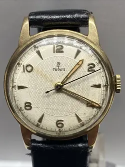 Men's Vintage 9ct Gold Rolex Tudor Wrist Watch Manual Wind Presentation Engraved