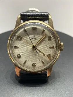 Men's Vintage 9ct Gold Rolex Tudor Wrist Watch Manual Wind Presentation Engraved