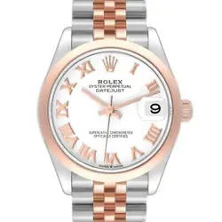 ROLEX DATEJUST MIDSIZE STEEL ROSE GOLD WHITE DIAL LADIES WATCH 278241 BOX CARD