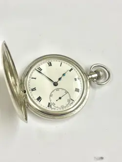 Vintage Silver Half Hunter Rolex Pocket Watch Working But Spares Or Repair 👀