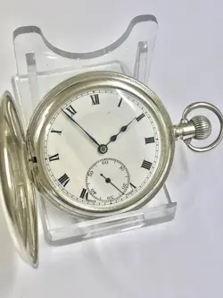 Vintage Silver Half Hunter Rolex Pocket Watch Working But Spares Or Repair 👀