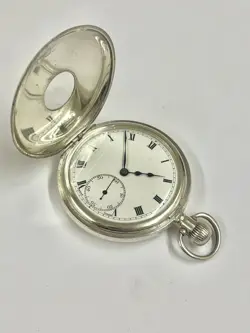 Vintage Silver Half Hunter Rolex Pocket Watch Working But Spares Or Repair 👀