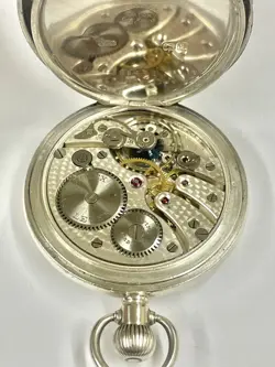 Vintage Silver Half Hunter Rolex Pocket Watch Working But Spares Or Repair 👀