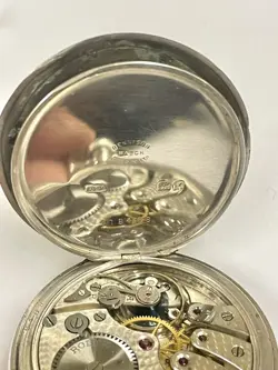Vintage Silver Half Hunter Rolex Pocket Watch Working But Spares Or Repair 👀