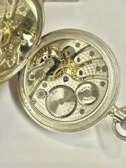 Vintage Silver Half Hunter Rolex Pocket Watch Working But Spares Or Repair 👀