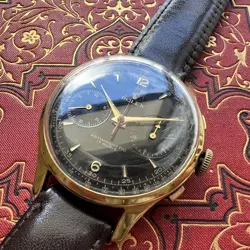 ROLEX CHRONOGRAPH BEIGE DIAL MEN'S WRISTWATCH VINTAGE 1940S 37MM MANUAL WINDING