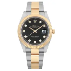 ROLEX DATEJUST 41 STEEL 18K YELLOW GOLD BLACK DIAMOND DIAL MENS WATCH 126333