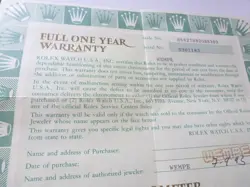 100% ORIGINAL ROLEX REFERENCE 68278 WARRANTY PAPER FROM  SERIER N 1993