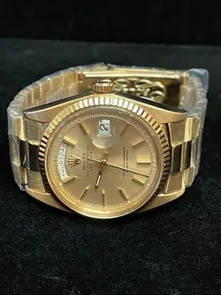 1972 Rolex Day-Date 1803 Champ Dial Big Logo Ribbon Clasp 18kt President 36mm