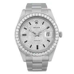 ROLEX DATEJUST 41MM STEEL CUSTOM DIAMOND DIAL AUTOMATIC MENS WATCH 116334