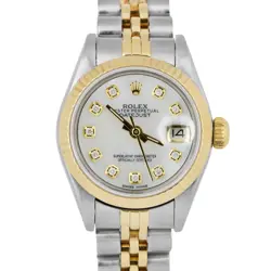 MINT LADIES ROLEX DATEJUST MOTHER OF PEARL DIAMOND 18K GOLD JUBILEE 26MM 69173