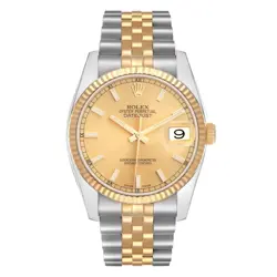 ROLEX DATEJUST STEEL YELLOW GOLD CHAMPAGNE DIAL MENS WATCH 116233
