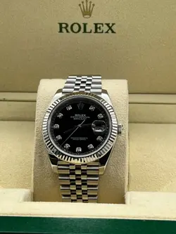 ROLEX DATEJUST 41 126334 BLACK DIAMOND DIAL STEEL 18K WHITE GOLD JUBILEE BAND