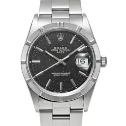 USED ROLEX OYSTER PERPETUAL DATE 15210 BLACK MEN'S WATCH #121724