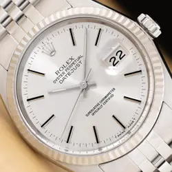 ROLEX MENS DATEJUST 16014 18K GOLD STAINLESS STEEL SILVER DIAL JUBILEE WATCH