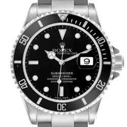 ROLEX SUBMARINER DATE BLACK DIAL STEEL MENS WATCH 16610 BOX PAPERS