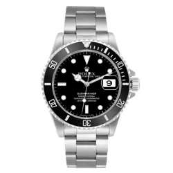 ROLEX SUBMARINER DATE BLACK DIAL STEEL MENS WATCH 16610 BOX PAPERS