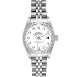 ROLEX DATEJUST STEEL WHITE GOLD WHITE DIAMOND DIAL LADIES WATCH 79174